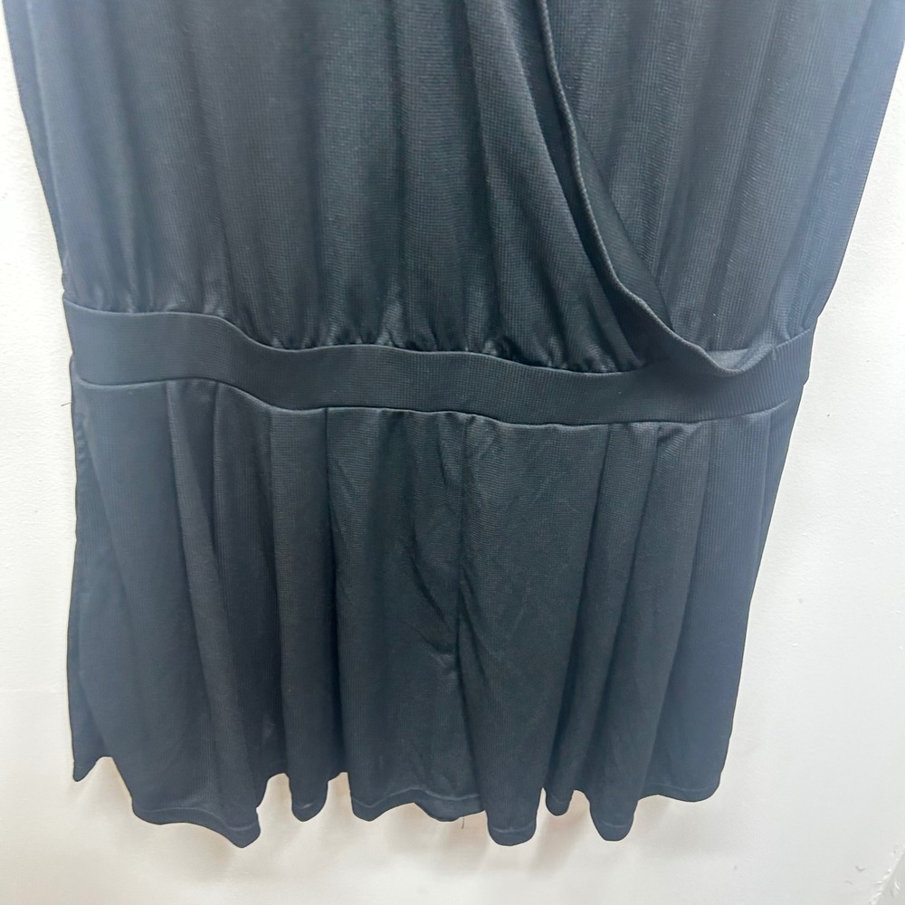 Halara Black Waffle Knit Wrap Front Romper with Pockets Plus Size 1X - Picture 3 of 9